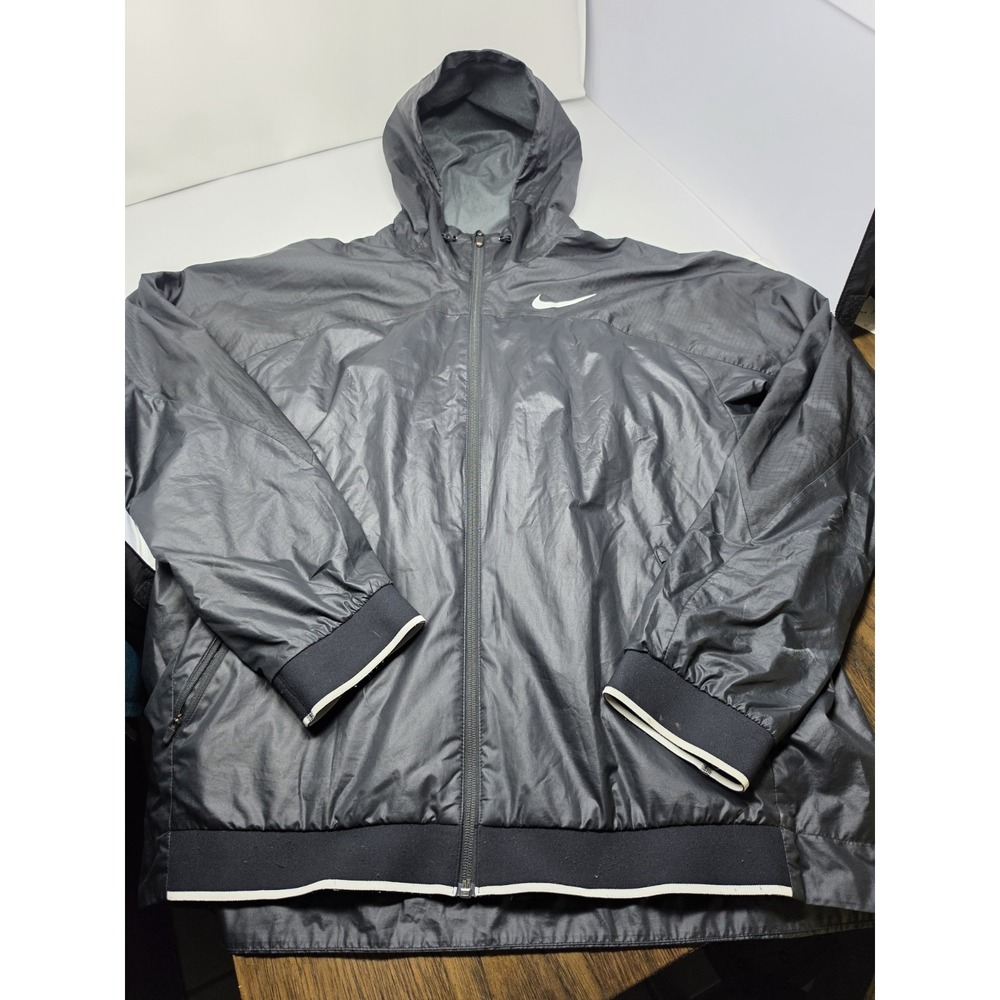 Nike Dri-Fit Black Gray Essential Windbreaker Training Jacket Mens XL